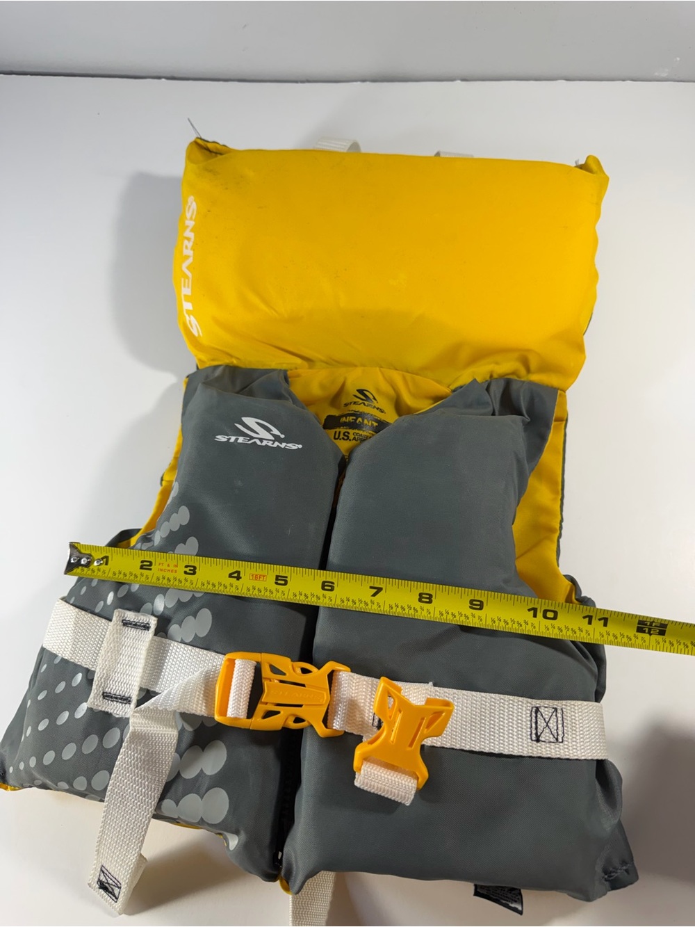 Stearns Infant Life Jacket With Head Support Float Yellow/Gray Model 152-11 - Picture 5 of 6